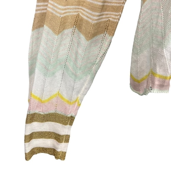 Wildfox Sweater Lightweight Multicolor Pastel Stripe V Neck Pull Over Medium - Picture 4 of 8